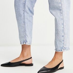 ASOS Black Slingback Pointed Toe Stylish Flats